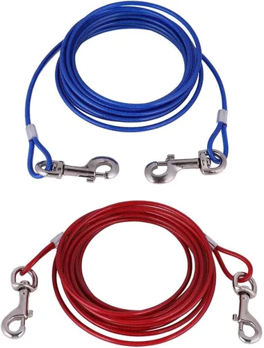 Miniatura 7 de Fdit Cuerda de correa para perro, alambre de acero resistente, 0.197 in x 16.4 ft, rojo, cable de seguridad para mascotas a prueba de mordeduras