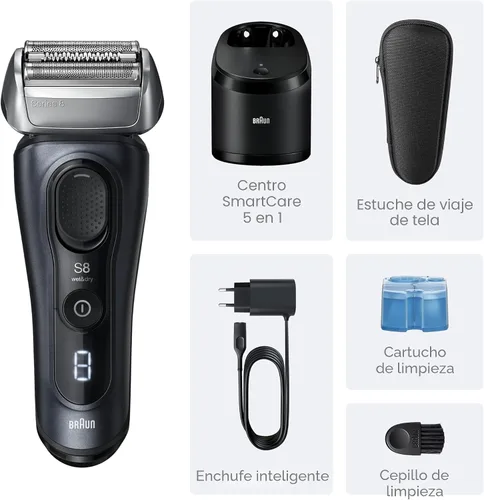 Miniatura 5 de Braun Series 8 8560cc Maquinilla de afeitar eléctrica para hombre, 4+1 elementos de afeitado y recortador de precisión para cabello largo, centro