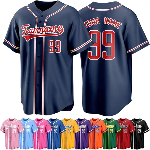 Miniatura 43 de Custom Baseball Jersey Personalized Short Sleeve Team Sport Uniform Baseball Shirt for Men Women Youth Boy