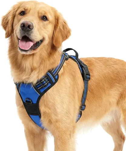 Miniatura 8 de Funfox Arnés para perro sin tirones, chaleco ajustable para mascotas con asa de control y clip frontal, diseño reflectante para perros pequeños