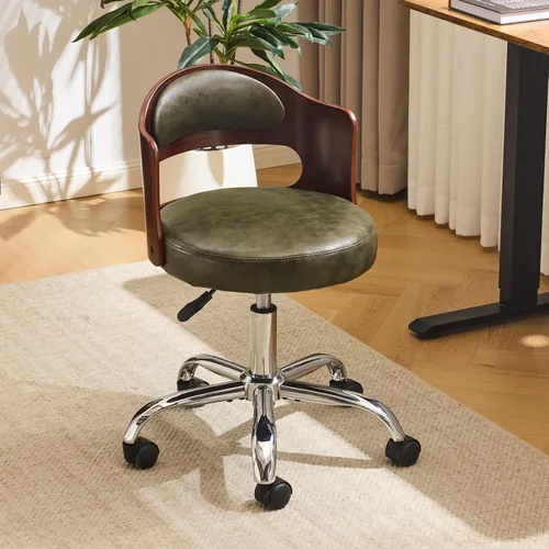 Miniatura 10 de VINGLI Silla de Escritorio de Oficina en Casa sin Brazos, Silla Giratoria Ajustable, de Doble Uso con/sin Ruedas, Pequeña Silla de Trabajo Curvada