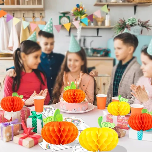 Miniatura 5 de Gyufise 6 centros de mesa de calabaza, calabaza de papel, panal, calabaza, centros de mesa de calabaza, calabazas de tejido 3D, decoración colgante