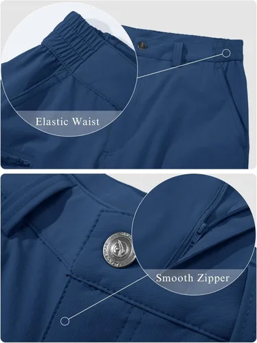 Miniatura 34 de MAGCOMSEN Pantalones de senderismo para hombre, 6 bolsillos, resistentes al agua, pantalones de trabajo de pesca Ripstop, ligeros, de secado rápido