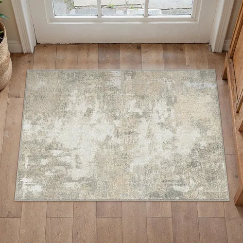 Miniatura 13 de HUGEAR Alfombra de entrada de 2 x 3 pulgadas, color beige, lavable a máquina, alfombra abstracta para puerta de entrada, alfombra