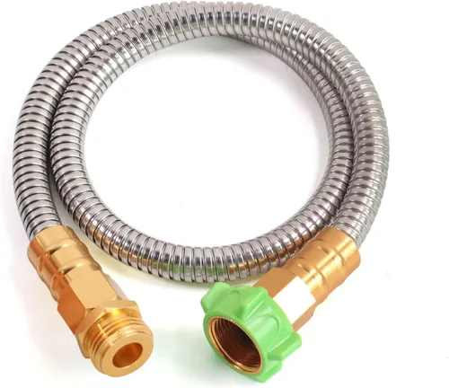 Miniatura 20 de Manguera de jardín de metal de 25 pies, manguera de jardín flexible de acero inoxidable ligera, manguera de agua resistente con boquilla de alta