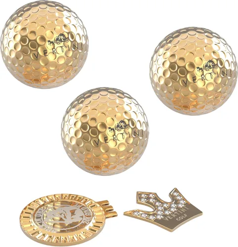 24K PT. Gold Luxurious Golf Gifts Set Golfer Unique Golf Accessories for Men and Women Golden Gift for Display or Ceremonial Use – Hole-in-One,