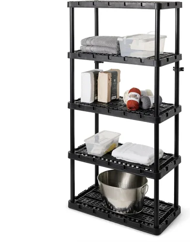 Miniatura 8 de Gracious Living Estantes de Almacenamiento de Plástico de 5 Estantes, Unidad de Estantería de Garaje Resistente, Negro - Estante Organizador de Pie