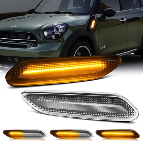 Miniatura 11 de D-Lumina Luces LED Secuenciales de Marcador Lateral Señal de Giro Conjunto de Lámpara Intermitente Lente Transparente para MINI Cooper R50 R52 R53