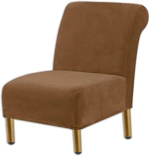 Miniatura 18 de Funda para silla decorativa sin brazos, de terciopelo elástico, extraíble, lavable, protector moderno de muebles con parte inferior elástica