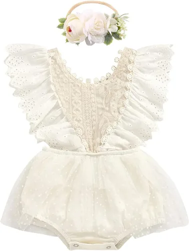 Miniatura 40 de IDOPIP Conjunto de ropa de 1er cumpleaños para niñas con estampado floral, estilo bohemio, con encaje, tutú y diadema de princesa