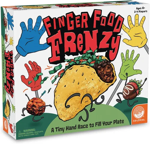 MindWare Finger Food Frenzy - Juego de mesa con destreza rápida y estrategia con mini herramientas de mano, juego competitivo para niños a partir de