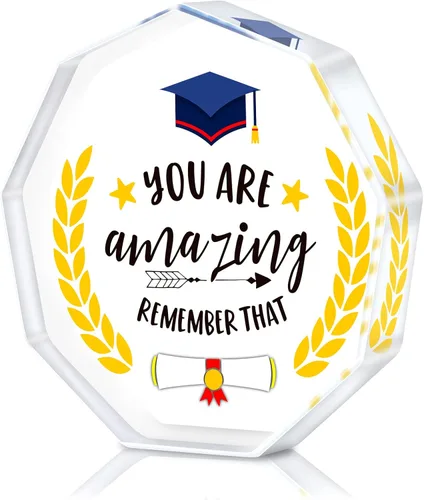 WhatSign Placa de regalo de graduación 2025 – Placa acrílica de graduación de pisapapeles para clase de 2025, regalos de graduación para ella, él,