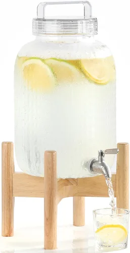 Miniatura 12 de EGGKITPO Dispensadores de bebidas de 1.5 galones con grifo y elegante soporte para fiestas, dispensador de limonada de policarbonato con soporte