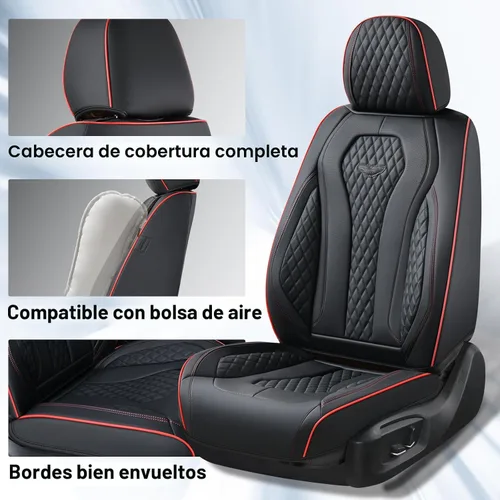 Miniatura 7 de Coverado - Fundas para asientos de auto, negras impermeables delanteras y traseras, juego completo, cojín de asiento, protector de asiento, ajuste
