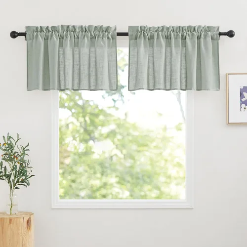 Miniatura 56 de RYB Home - Cortinas semitransparentes de lino Angora