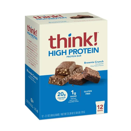 Miniatura 16 de Think! Barras de proteína, sin gluten, barra energética sin azúcar con aislado de proteína de suero, Creamy Peanut Butter, barras nutricionales, sin