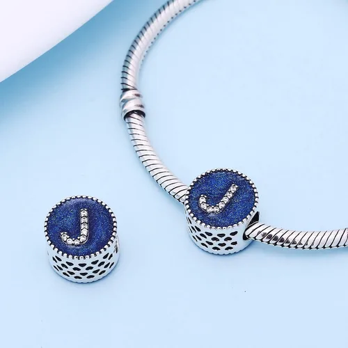 Miniatura 3 de Cuentas de plata de ley 925 sólidas con letras de la A a la Z opciones de regalo del alfabeto para pulseras europeas Pandora Plata esterlina
