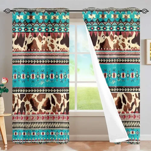 Miniatura 20 de Dreaweet African Tribal Blackout Curtains 63 Inch Long 2 Panels Set Bohemian Ethnic Geometric Grommet Top Thermal Insulated Curtains for Living Room