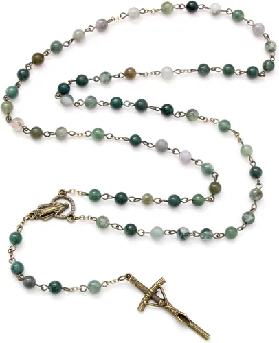 Miniatura 2 de KOMI Rosario de cuentas católicas para mujer, collar de cuentas de rosario con cruz de crucifijo, perlas de cristal, rosario, rosarios, católicos
