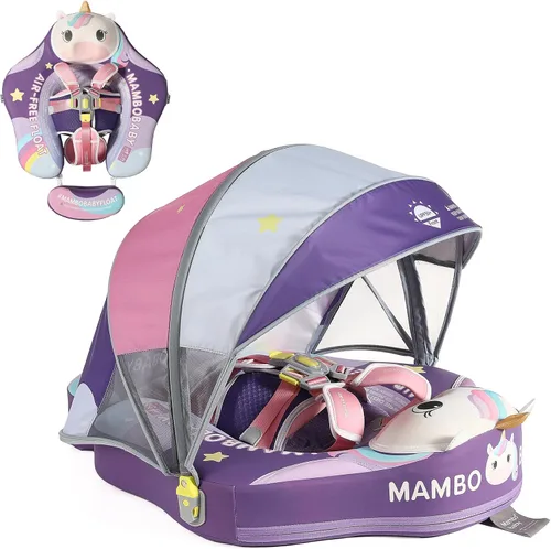 Miniatura 23 de Mambobaby Float Deluxe - Flotador de piscina para bebés: entrenador de natación seguro y cómodo para bebés y niños pequeños, diseño no inflable, Rosa