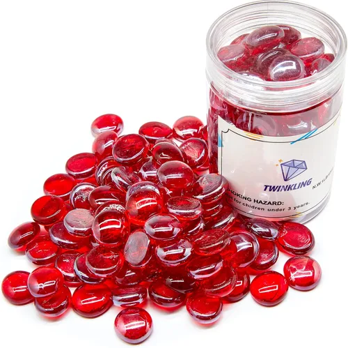 Miniatura 6 de TWINKLING - Perlas de vidrio de fuego redondas de alto brillo, cuentas de vidrio, piedras y rocas para chimenea, jarrones, manualidades, acuario