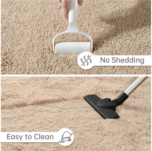 Miniatura 6 de Goideal Alfombra mullida para dormitorio, sala de estar, alfombra de noche beige de 2 x 6 pies, pelo largo de pelo sintético, alfombra moderna