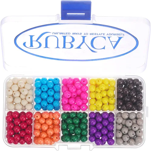 Miniatura 12 de RUBYCA Kit de cuentas redondas de vidrio checo para fabricación de joyas con caja de contenedores (600 piezas de 0.236 in de colores surtidos)
