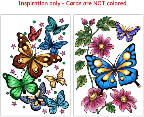 Miniatura 8 de Art Eclect Tarjetas para colorear para adultos, tarjetas de felicitación de mariposa para colorear para cumpleaños, aniversario, agradecimiento
