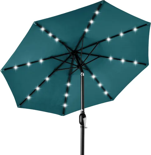 Miniatura 29 de Best Choice Products Solar Polyester LED Lighted Patio Umbrella w/Tilt Adjustment and UV-Resistant Fabric Gris niebla