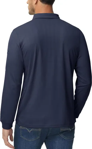 Miniatura 5 de MAGCOMSEN Camisas polo para hombre, 3 botones, secado rápido, manga larga, tácticas, camisa de golf