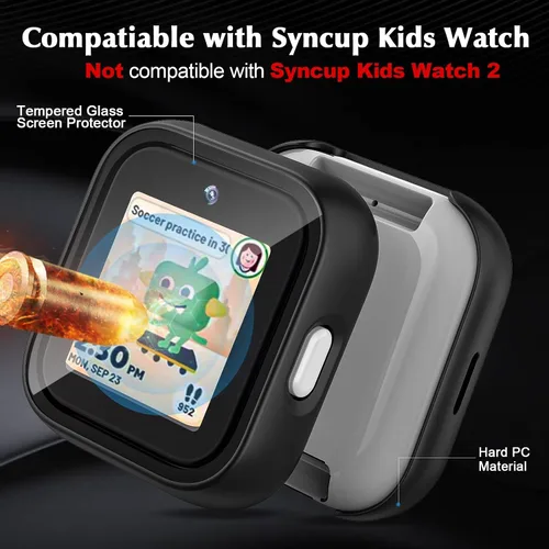 Miniatura 2 de Paquete de 2 fundas compatibles con T-Mobile SyncUp Kids Watch, carcasa rígida de policarbonato con vidrio templado para accesorios de reloj SyncUp