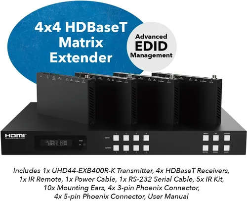 Miniatura 8 de OREI Extensor de conmutador de matriz HDMI 4K 4K - HDBaseT UltraHD 4K @ 60Hz 4:4:4 sobre cable CAT5e/6/7 individual con HDR, CEC e IR control