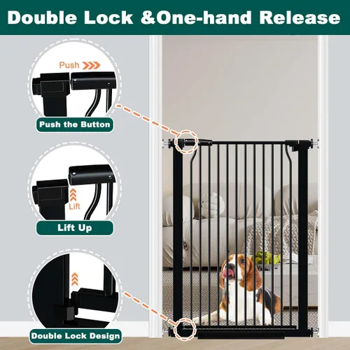 Miniatura 4 de Fairy Baby Puerta extra alta para bebés de 40.5 pulgadas, sin taladro, puerta extra ancha de 29.6 a 40.5 pulgadas para mascotas, puerta de seguridad