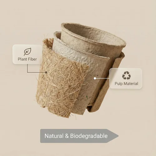 Miniatura 5 de Paquete de 20 macetas de turba de 5 pulgadas con 20 etiquetas para plantas, macetas biodegradables con agujeros de drenaje, macetas de vivero