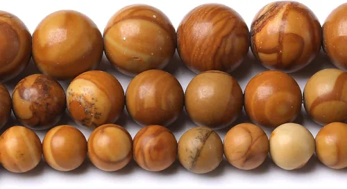 Miniatura 2 de 45 piezas de cuentas de piedra natural de jaspe de madera en grano de madera de 8 mm, forma redonda, adecuadas para joyería, pulseras de bricolaje