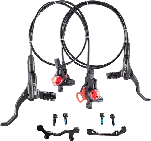 BUCKLOS Juego de frenos de disco hidráulicos MTB, bicicleta de montaña, delantera izquierda, 31.496 in, derecha, trasera, 57.087 in, palanca de