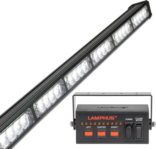 Miniatura 45 de LAMPHUS SolarBlast SBLS104 barra de luces LED de alerta de emergencia e indicación de tránsito, 47 pulgadas, 40 W - ÁMBAR AZUL, ámbar / blanco