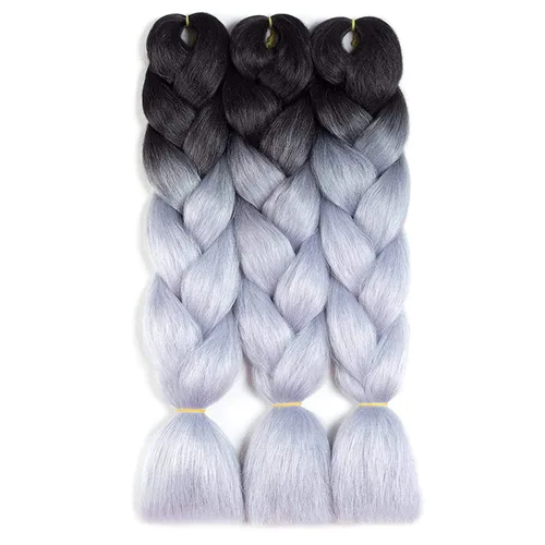 Miniatura 10 de #1B - Cabello trenzado de ganchillo, 5 unids/lote, extensiones de cabello trenzado jumbo de 24 pulgadas, cabello sintético para trenzar fibra