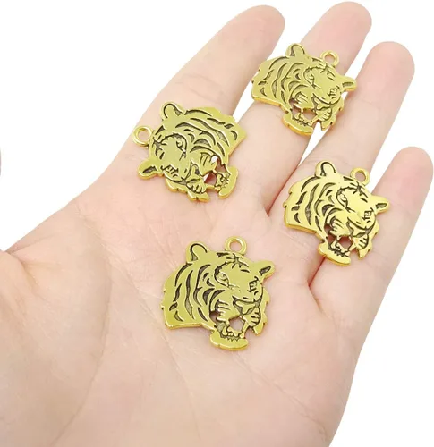 Miniatura 4 de Honbay 10 dijes antiguos de doble cara con cabeza de tigre