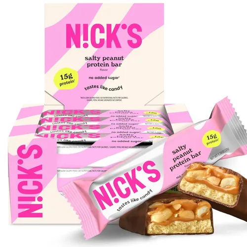 NICKS - Barras de proteína de chocolate y maní, 0.55 onzas de proteína, 200 calorías, aperitivos bajos en carbohidratos aptos para dieta cetogénica,