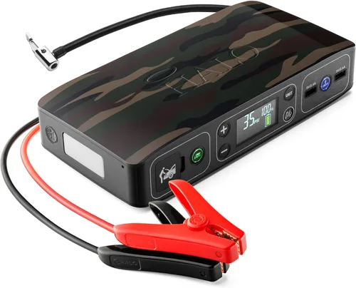 HALO Bolt Air 58830 Cargador de batería portátil para automóvil | Compresor de aire de 100 PSI, banco de energía USB de 58.8Wh, foco de emergencia y