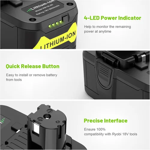 Miniatura 3 de Fancy Buying Batería de repuesto para Ryobi de 18 V, 6.0 Ah P108, batería de litio P102 P103 P104 P105 P107 P109 P122, batería para herramienta
