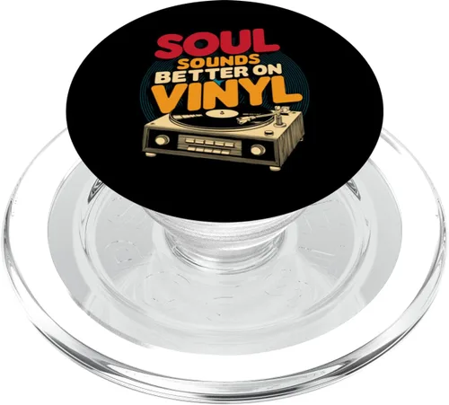 Miniatura 8 de Soul Sounds Better On Vinyl Old Turntable Retro 70s Music PopSockets Adhesive PopGrip