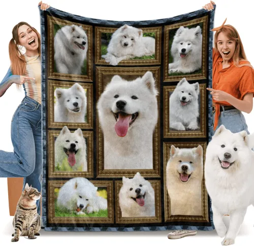 Samoyed - Manta para mujeres, hombres y niños, regalos para amantes de los perros, manta de franela suave, acogedora, ligera y cálida para Samoyedo