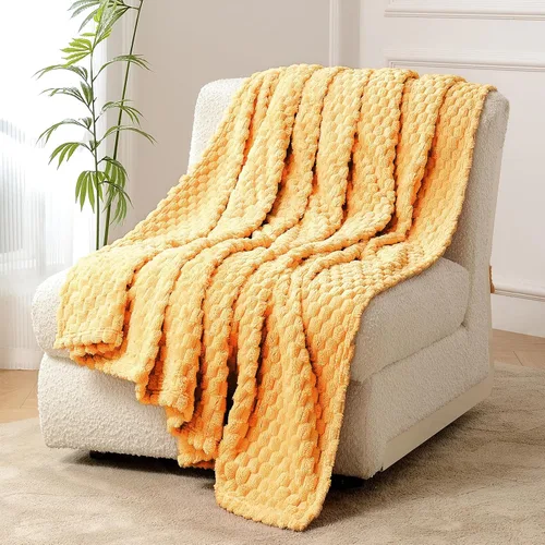 Miniatura 14 de FY FIBER HOUSE Manta de Vellón para Sofá 300GMS Súper Suave de Felpa Difusa Mantas y Cobijas para Sofá Cama Oficina, 40x50 Pulgadas, Beige