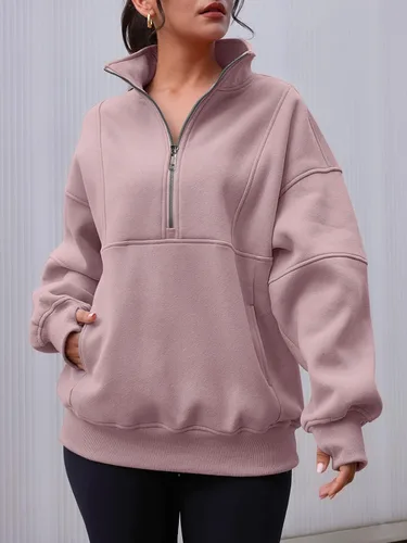 Miniatura 2 de AUTOMET Women's Half Zip Oversized Sweatshirts Fleece Long Sleeve Hoodies Casual Sweaters with Pockerts