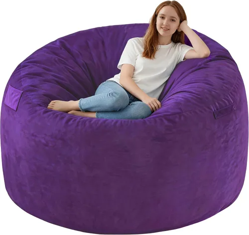 Miniatura 56 de Silla de Puf de 3 Pies, Sillas de Puf Cómodas con Relleno de Espuma Viscoelástica, Sofá de Puf Esponjoso con Funda de Terciopelo Holandés, Sillas