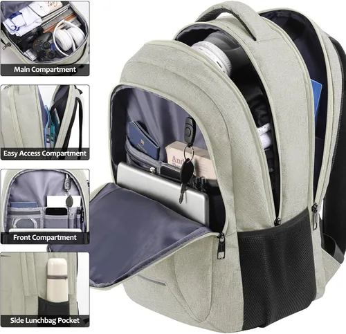 Miniatura 2 de Mochila para hombres y mujeres, mochilas escolares para adolescentes, mochila antirrobo para portátil de negocios, resistente al agua, con puerto