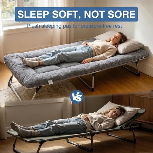 Miniatura 4 de Almohadilla Gruesa para Dormir de Campamento - Almohadillas de Cuna de Campamento de Pelusa de Cordero para Adultos, Colchoneta Suave para Dormir