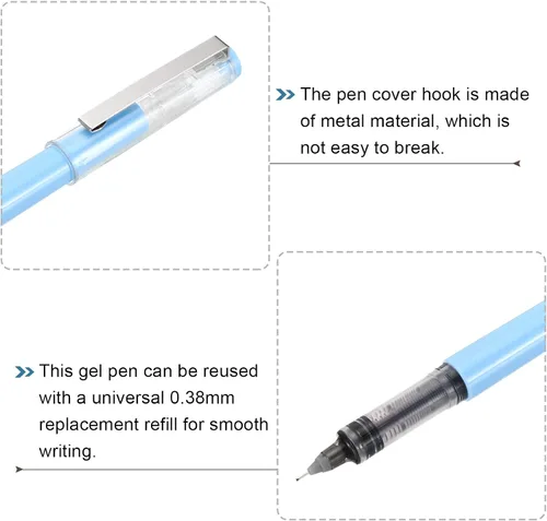 Miniatura 4 de PATIKIL Bolígrafos de gel de tinta negra de 5.12 pulgadas, paquete de 12 bolígrafos de punta fina de 0.015 in con tapa transparente para escribir